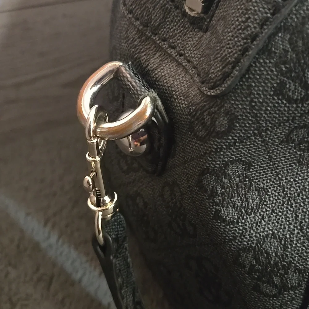 Guess Charcoal Satchel with Black Accents Silver Hardware